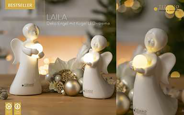 Tiziano Engel Laila mit Kugel LED mit Timer creme 711281-14