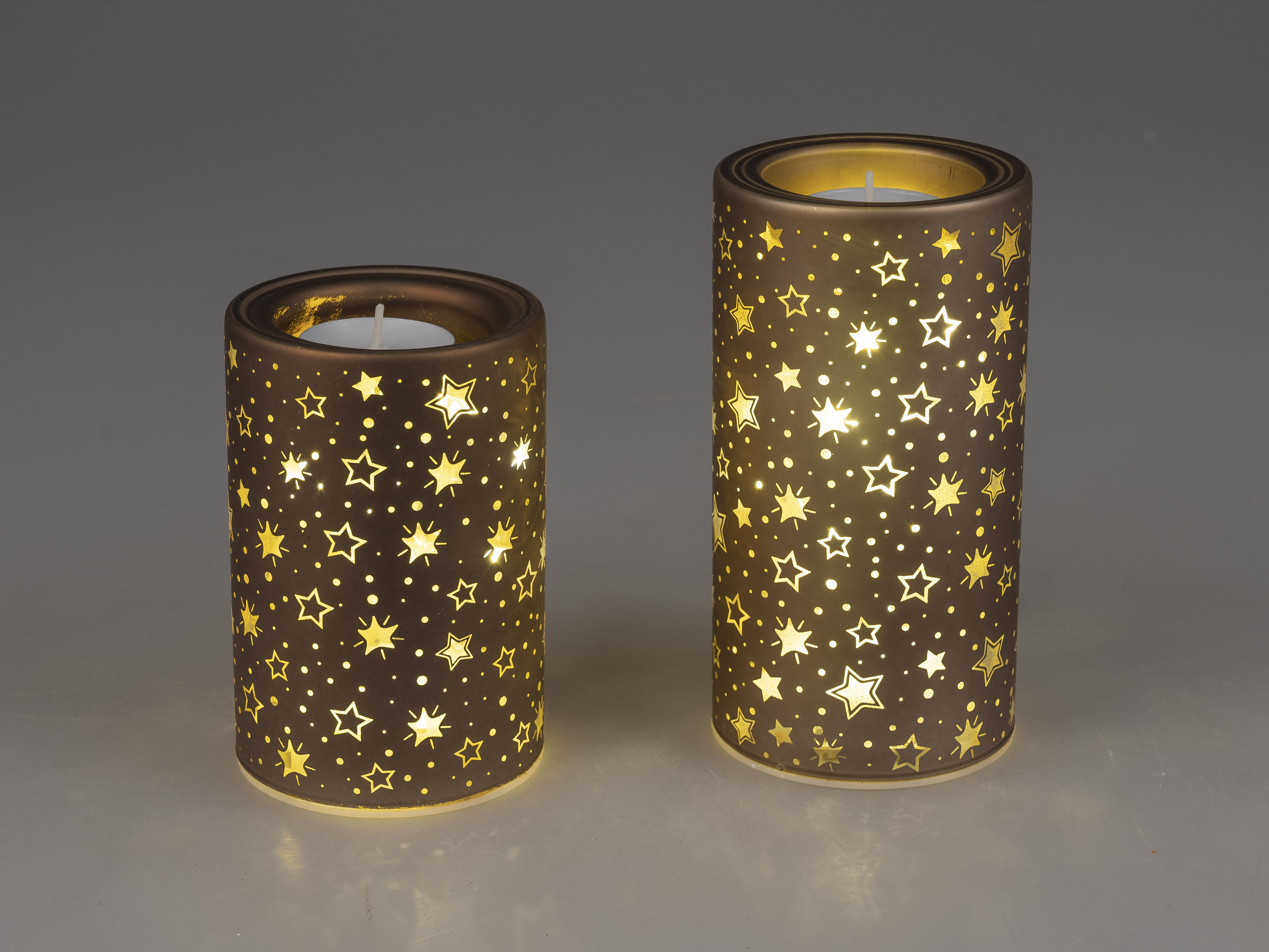 (ebay) Formano LED Teelichthalter mit Timer CHOCOLATE STARS Sterne Fb. braun gold 893802-0