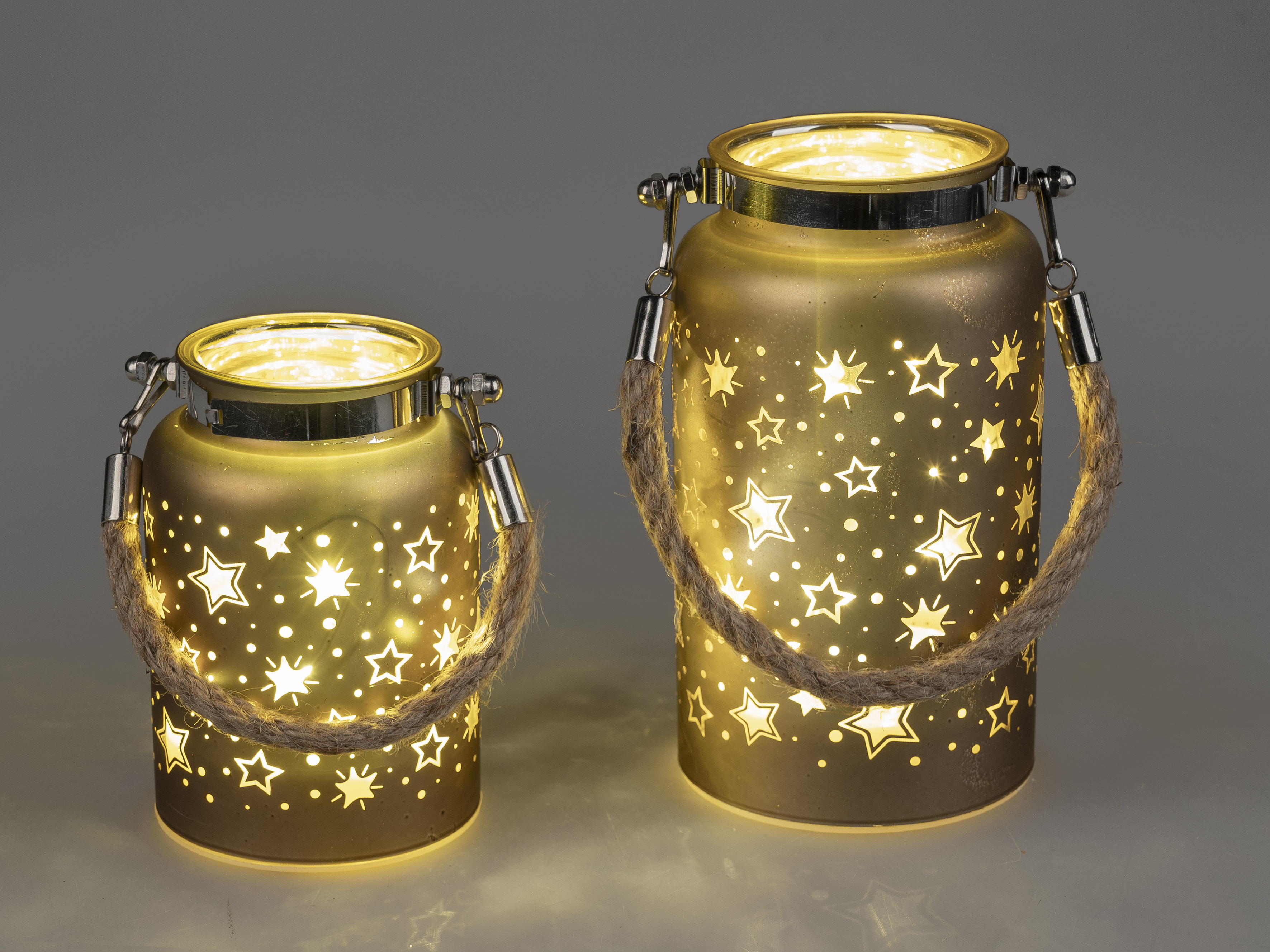 Formano LED Deko Laterne STARS Fb. braun gold 893055-17