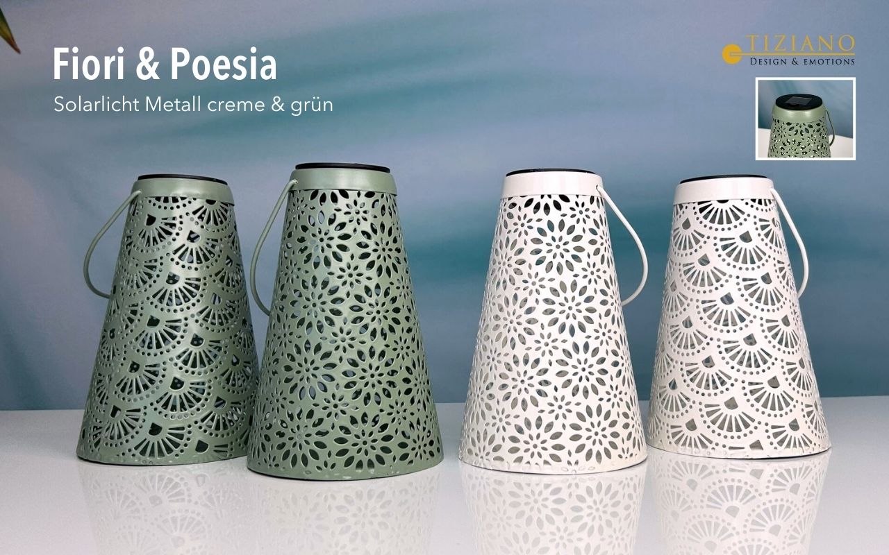 Tiziano Solar Lampe LED Fiori oder Poesia 20,5cm