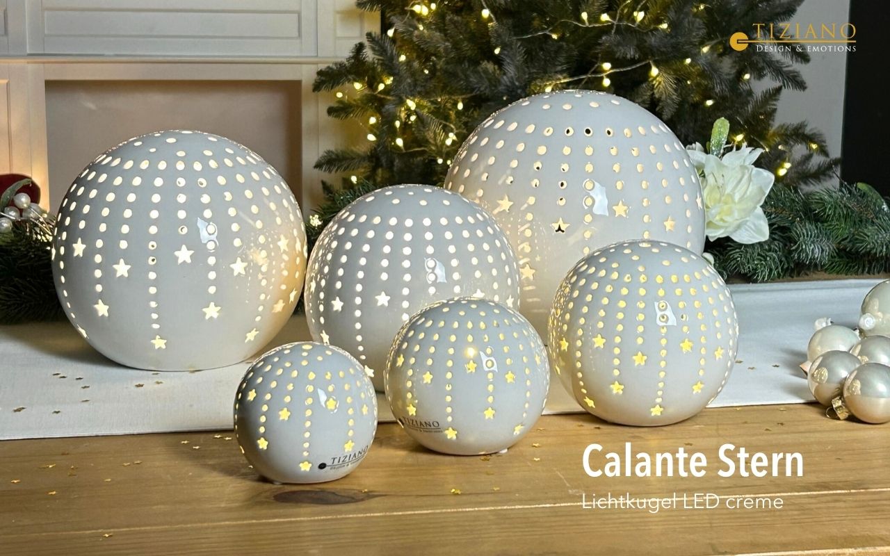 Tiziano Lichtkugel Calante Stern LED creme mit Timer 726971-8