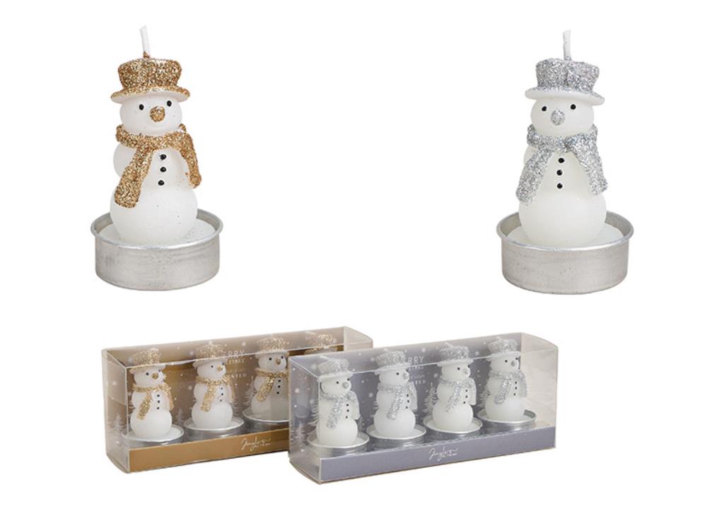 WURM Teelicht Set, Schneemann aus Wachs Weiß 4er Set 10031290