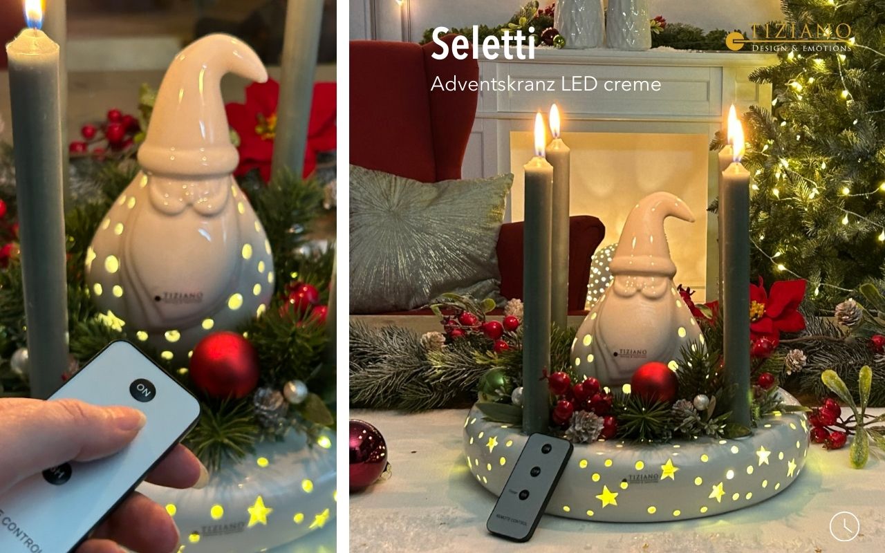 Tiziano Adventlicht Seletti LED 30cm creme mit Timer